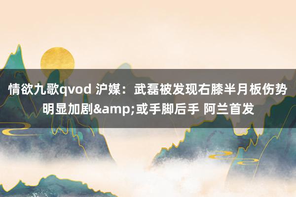 情欲九歌qvod 沪媒：武磊被发现右膝半月板伤势明显加剧&或手脚后手 阿兰首发