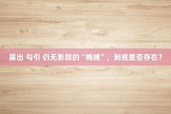 露出 勾引 仍无影踪的“梅姨”，到底是否存在？