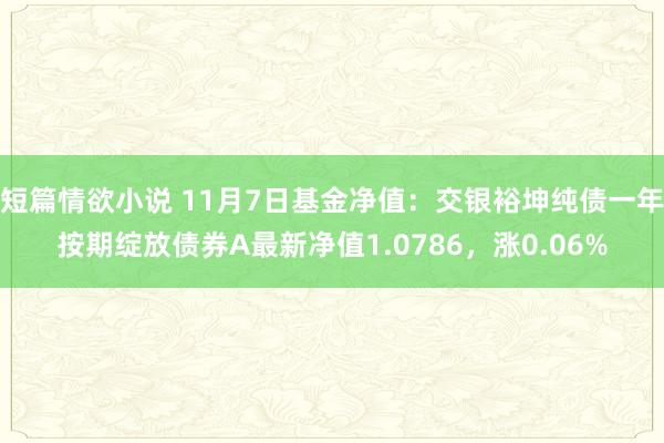 短篇情欲小说 11月7日基金净值：交银裕坤纯债一年按期绽放债券A最新净值1.0786，涨0.06%