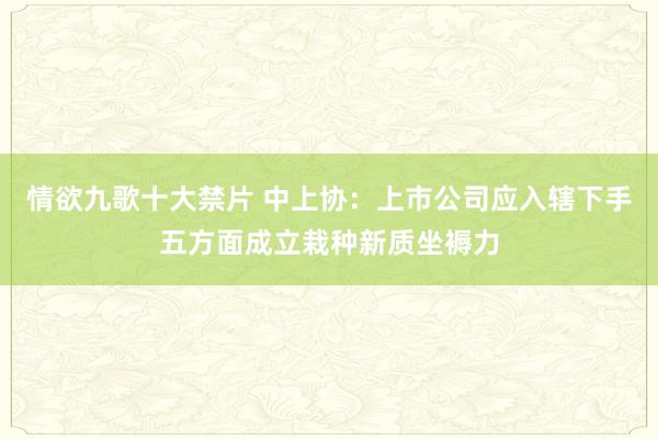 情欲九歌十大禁片 中上协：上市公司应入辖下手五方面成立栽种新质坐褥力