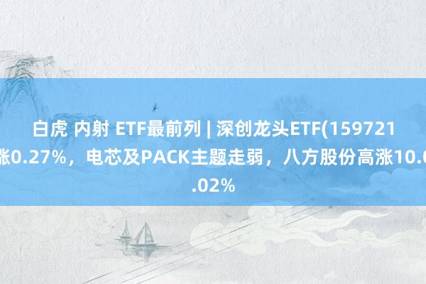 白虎 内射 ETF最前列 | 深创龙头ETF(159721)高涨0.27%，电芯及PACK主题走弱，八方股份高涨10.02%