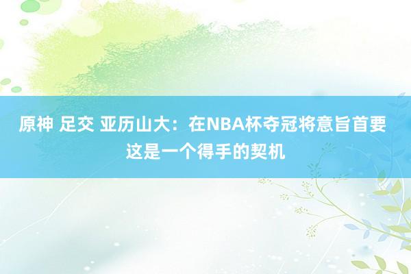 原神 足交 亚历山大：在NBA杯夺冠将意旨首要 这是一个得手的契机