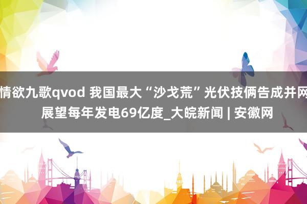 情欲九歌qvod 我国最大“沙戈荒”光伏技俩告成并网  展望每年发电69亿度_大皖新闻 | 安徽网