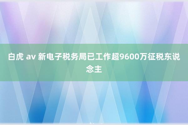 白虎 av 新电子税务局已工作超9600万征税东说念主