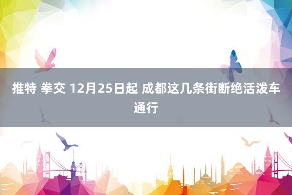 推特 拳交 12月25日起 成都这几条街断绝活泼车通行