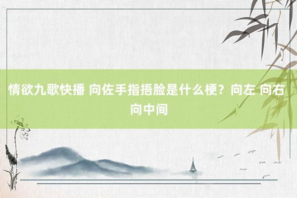情欲九歌快播 向佐手指捂脸是什么梗？向左 向右 向中间