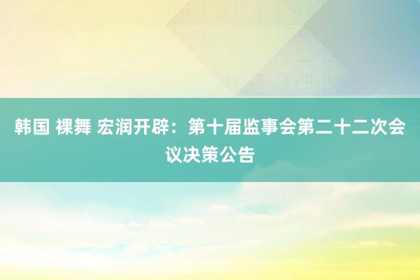 韩国 裸舞 宏润开辟：第十届监事会第二十二次会议决策公告