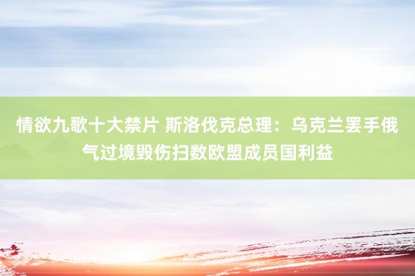 情欲九歌十大禁片 斯洛伐克总理：乌克兰罢手俄气过境毁伤扫数欧盟成员国利益