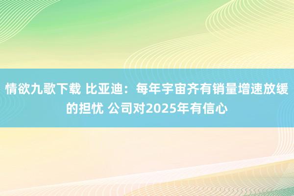 情欲九歌下载 比亚迪：每年宇宙齐有销量增速放缓的担忧 公司对2025年有信心