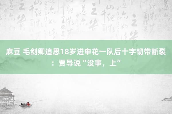 麻豆 毛剑卿追思18岁进申花一队后十字韧带断裂：贾导说“没事，上”