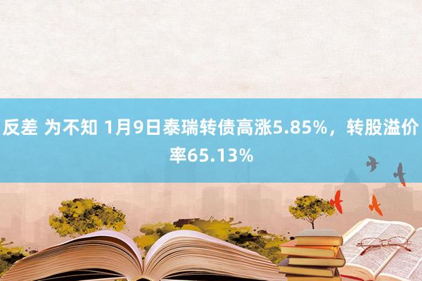 反差 为不知 1月9日泰瑞转债高涨5.85%，转股溢价率65.13%