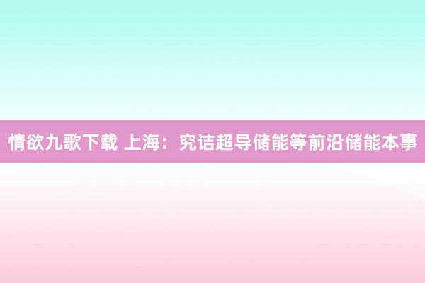 情欲九歌下载 上海：究诘超导储能等前沿储能本事