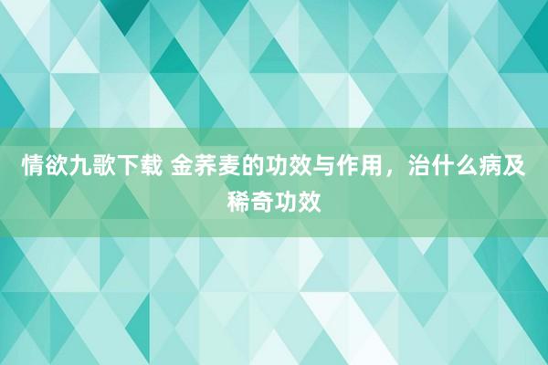 情欲九歌下载 金荞麦的功效与作用，治什么病及稀奇功效