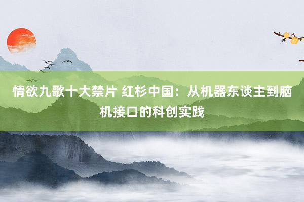 情欲九歌十大禁片 红杉中国：从机器东谈主到脑机接口的科创实践