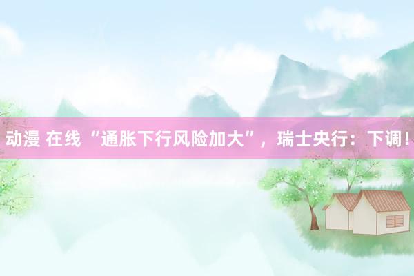 动漫 在线 “通胀下行风险加大”，瑞士央行：下调！
