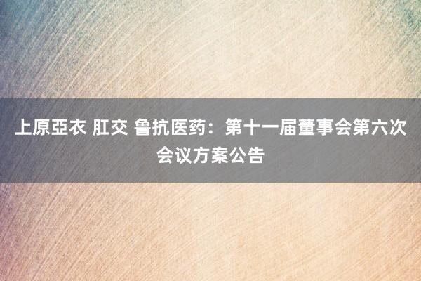 上原亞衣 肛交 鲁抗医药：第十一届董事会第六次会议方案公告