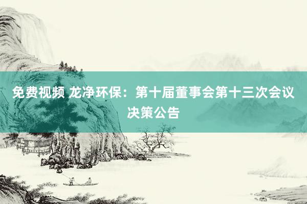 免费视频 龙净环保：第十届董事会第十三次会议决策公告