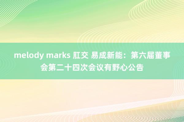 melody marks 肛交 易成新能：第六届董事会第二十四次会议有野心公告