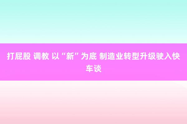 打屁股 调教 以“新”为底 制造业转型升级驶入快车谈