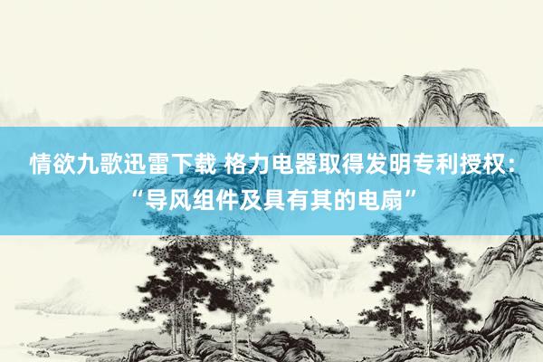 情欲九歌迅雷下载 格力电器取得发明专利授权：“导风组件及具有其的电扇”