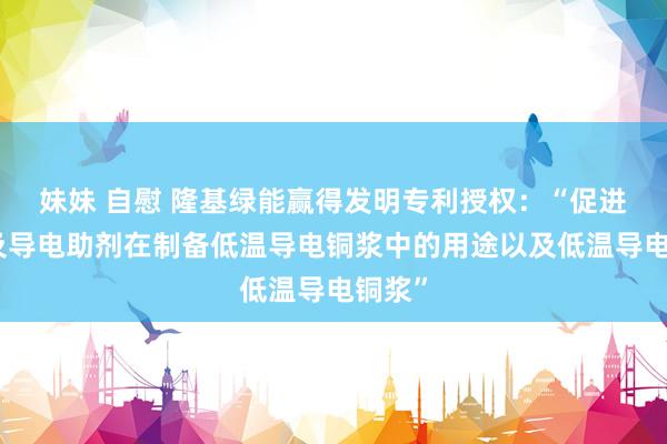 妹妹 自慰 隆基绿能赢得发明专利授权：“促进剂以及导电助剂在制备低温导电铜浆中的用途以及低温导电铜浆”