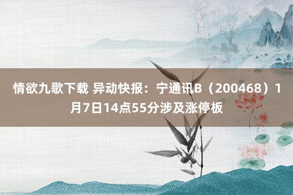 情欲九歌下载 异动快报：宁通讯B（200468）1月7日14点55分涉及涨停板