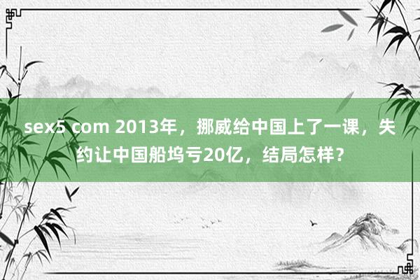 sex5 com 2013年，挪威给中国上了一课，失约让中国船坞亏20亿，结局怎样？