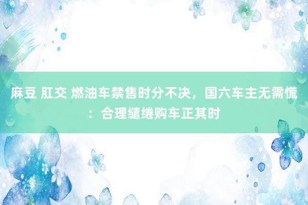 麻豆 肛交 燃油车禁售时分不决，国六车主无需慌：合理缱绻购车正其时