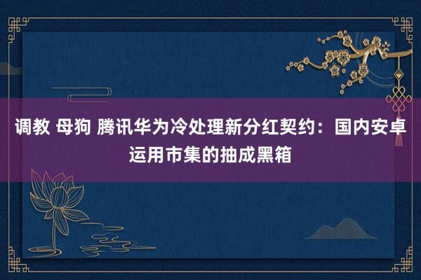 调教 母狗 腾讯华为冷处理新分红契约：国内安卓运用市集的抽成黑箱