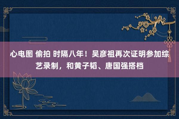 心电图 偷拍 时隔八年！吴彦祖再次证明参加综艺录制，和黄子韬、唐国强搭档